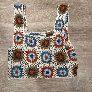 RSQ Multicolor Crochet Crop Top